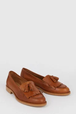 Online Oasis Premium Leather Tassel Loafers Tan