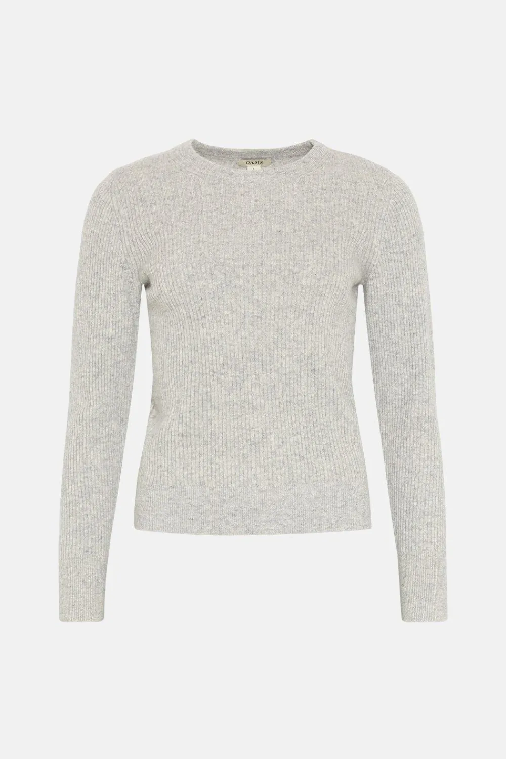 Online Oasis Premium Merino Wool Crew Neck Rib Jumper Grey