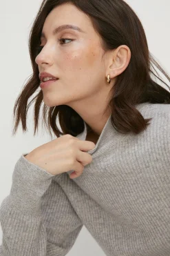 Outlet Oasis Premium Merino Wool Funnel Neck Grey