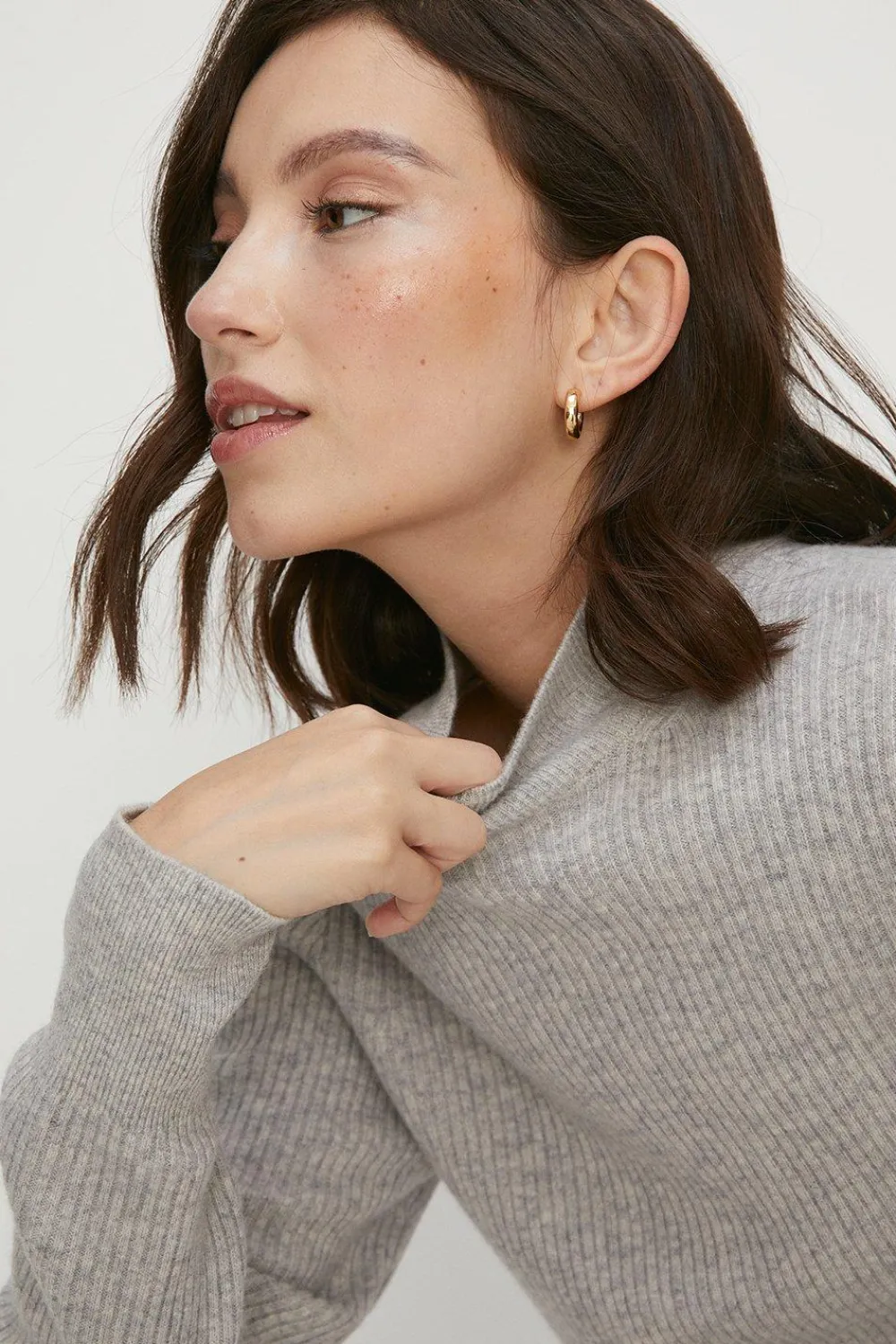Outlet Oasis Premium Merino Wool Funnel Neck Grey