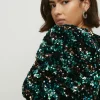Discount Oasis Premium Mixed Sequin Puff Sleeve Mini Green
