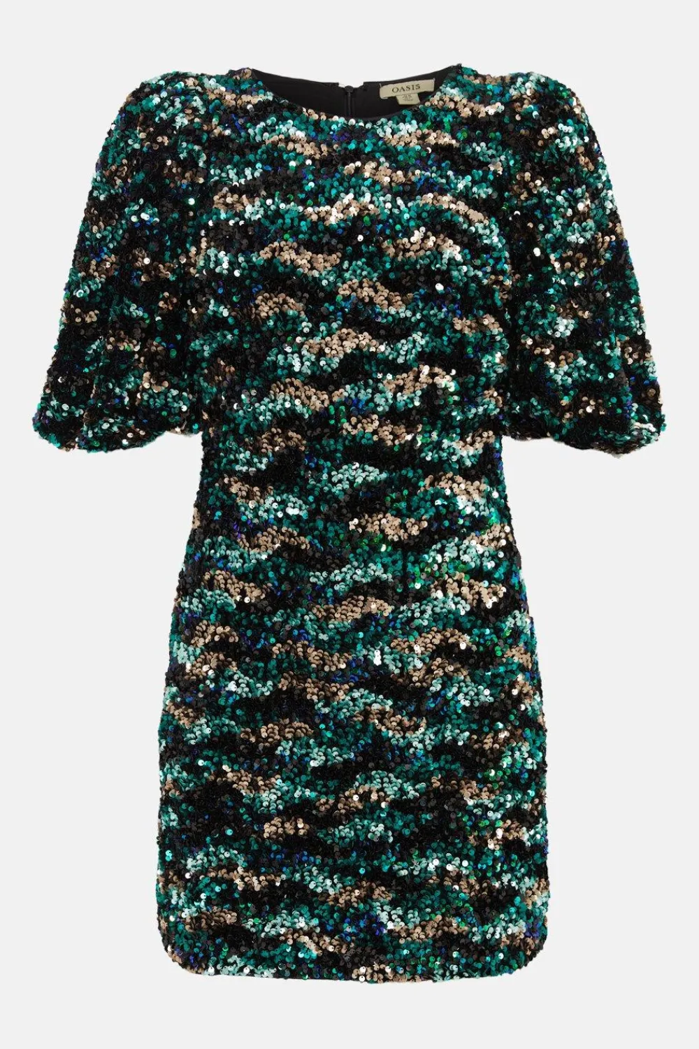 Discount Oasis Premium Mixed Sequin Puff Sleeve Mini Green