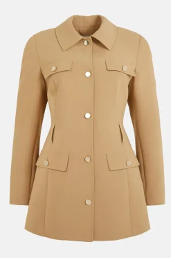 Clearance Oasis Premium Pocket Detail Belted Jacket Navy