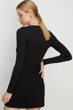 Clearance Oasis Premium Ponte Belted Mini Skirt Black
