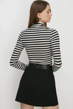 Clearance Oasis Premium Ponte Quilted Patch Pocket Skirt Black