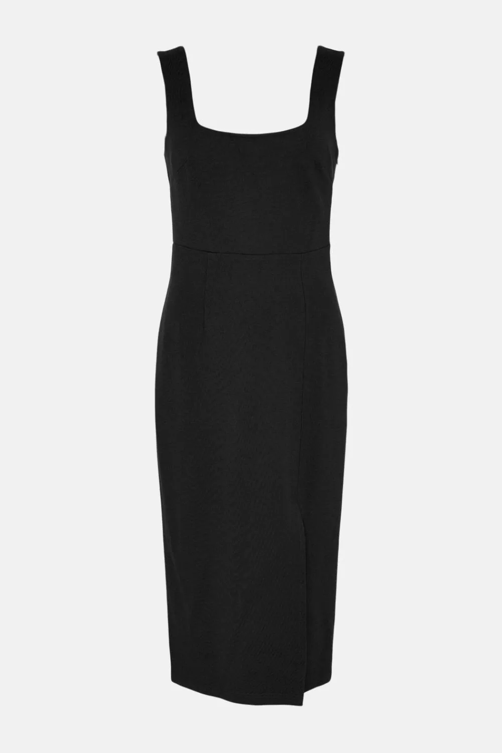 New Oasis Premium Ponte Square Neck Split Midi Dress Black