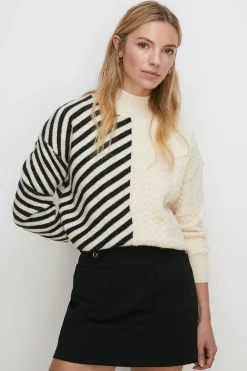 Clearance Oasis Premium Ponte Top Stitch Detail Mini Skirt Black