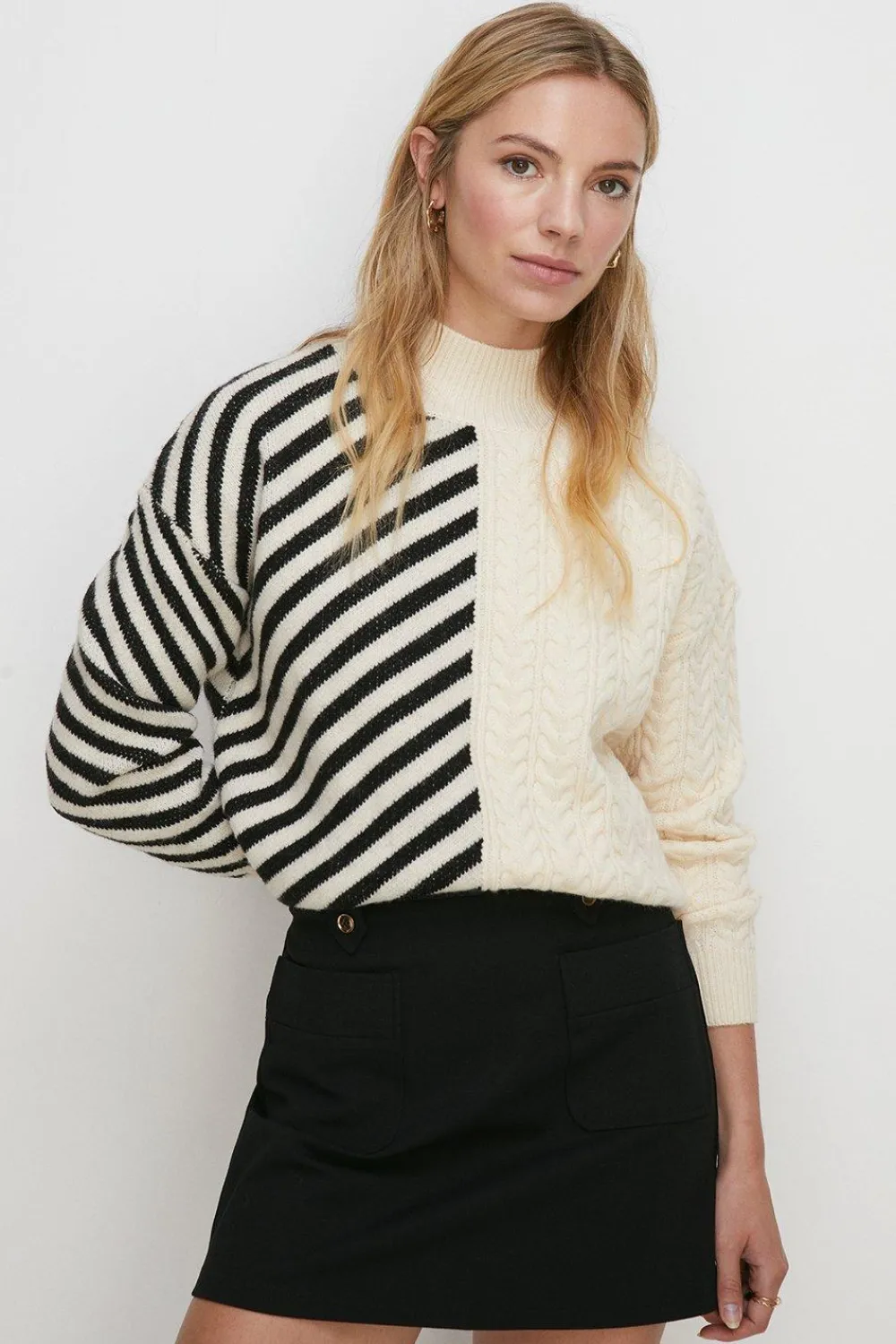 Clearance Oasis Premium Ponte Top Stitch Detail Mini Skirt Black
