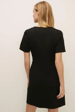 Outlet Oasis Premium Ponte Top Stitch Detail Dress Black