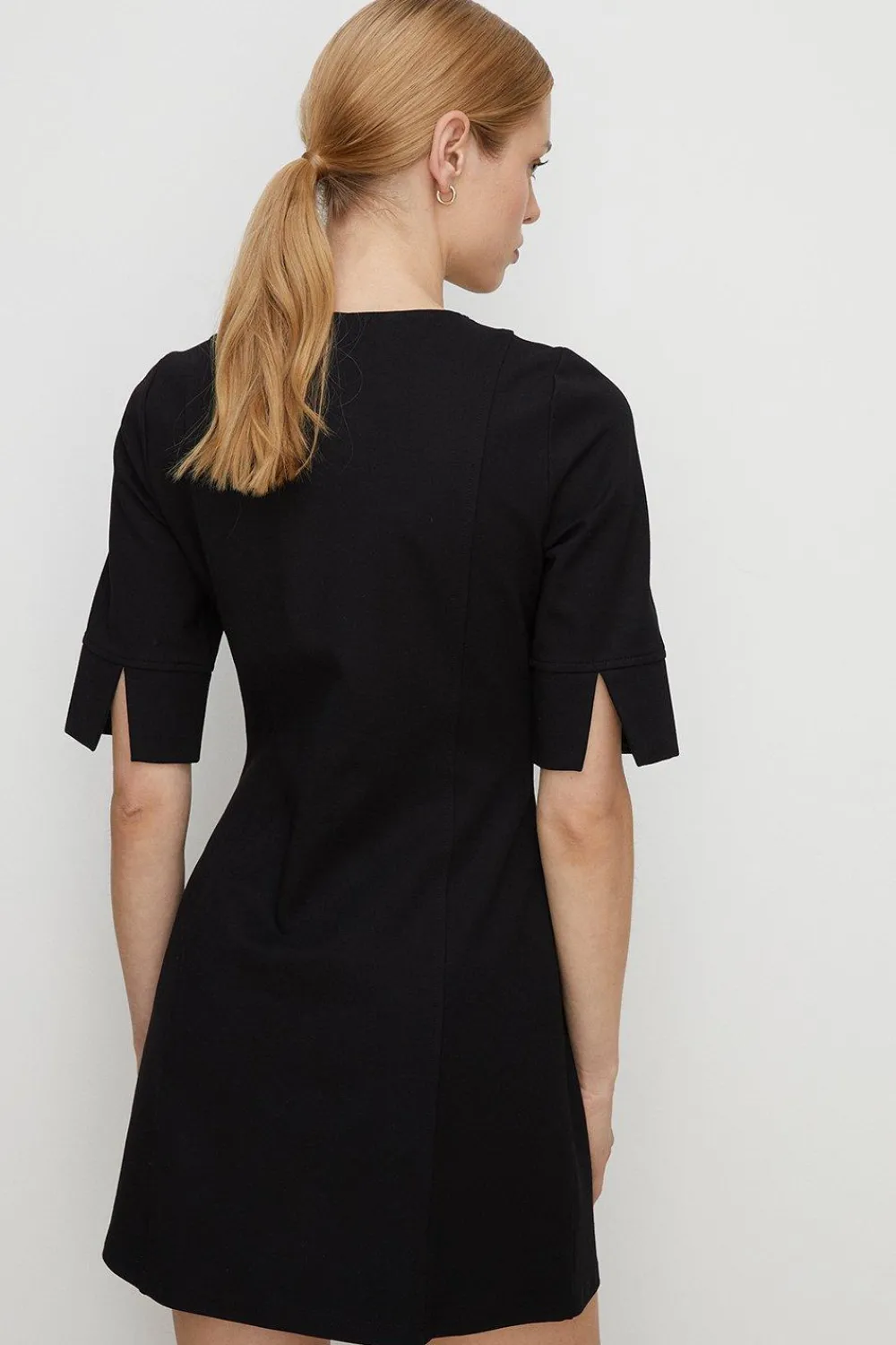 Clearance Oasis Premium Ponte Top Stitch Detail Dress Black