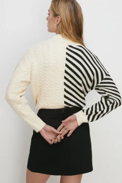 Clearance Oasis Premium Ponte Top Stitch Detail Mini Skirt Black
