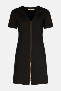 Outlet Oasis Premium Ponte Top Stitch Detail Dress Black