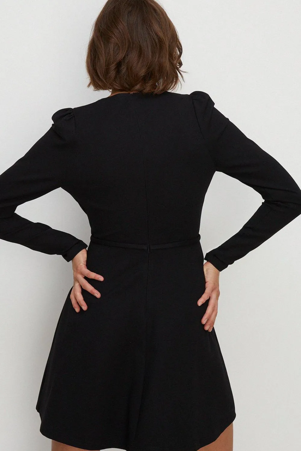 Hot Oasis Premium Ponte Wrap Skater Dress Black