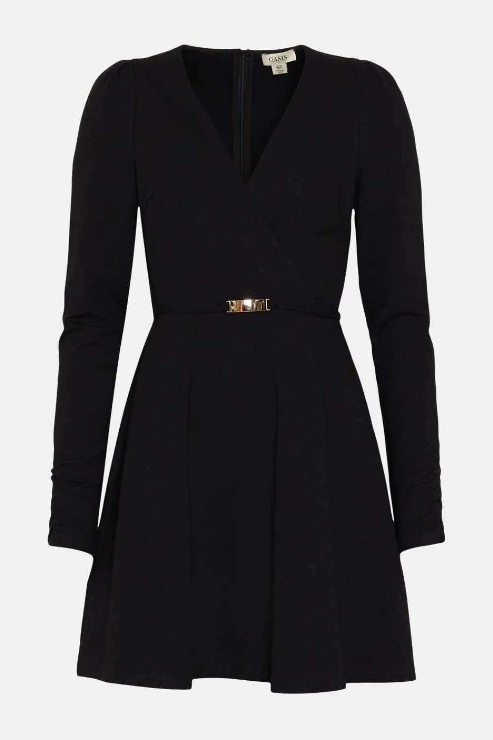 Hot Oasis Premium Ponte Wrap Skater Dress Black