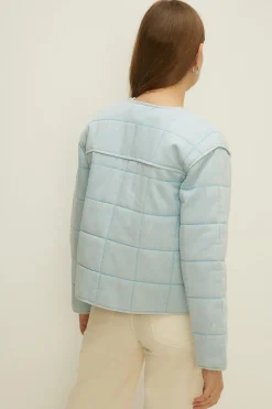 Sale Oasis Premium Quilted Washed Jacket Washed Blue