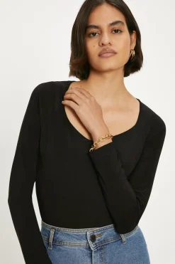 Clearance Oasis Premium Slinky Double Layer Sweetheart Body Black
