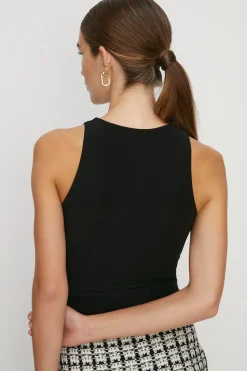 Clearance Oasis Premium Slinky Double Layer Racer Bodysuit Black