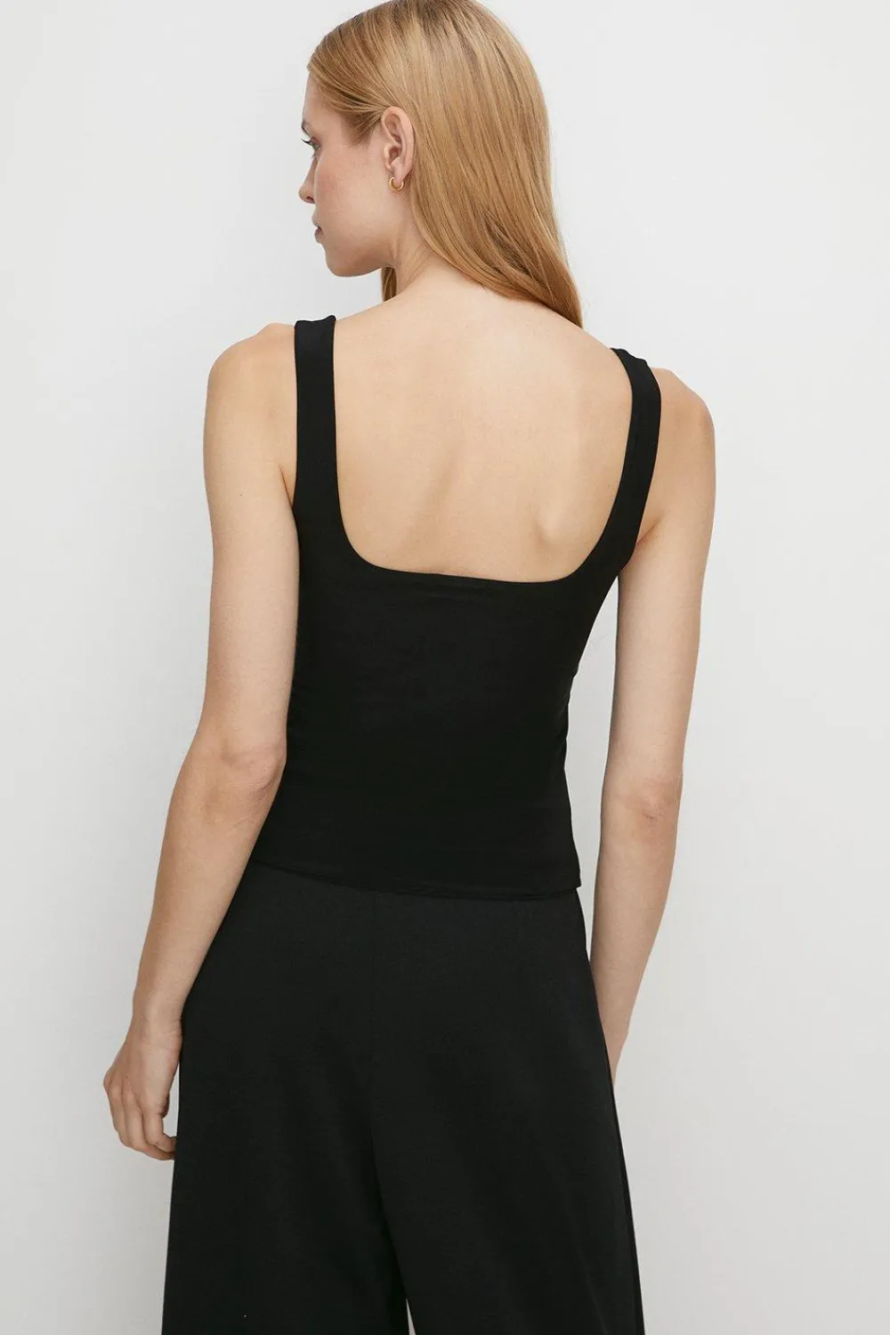 Online Oasis Premium Slinky Double Layer Square Neck Vest Black