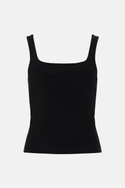 Online Oasis Premium Slinky Double Layer Square Neck Vest Black