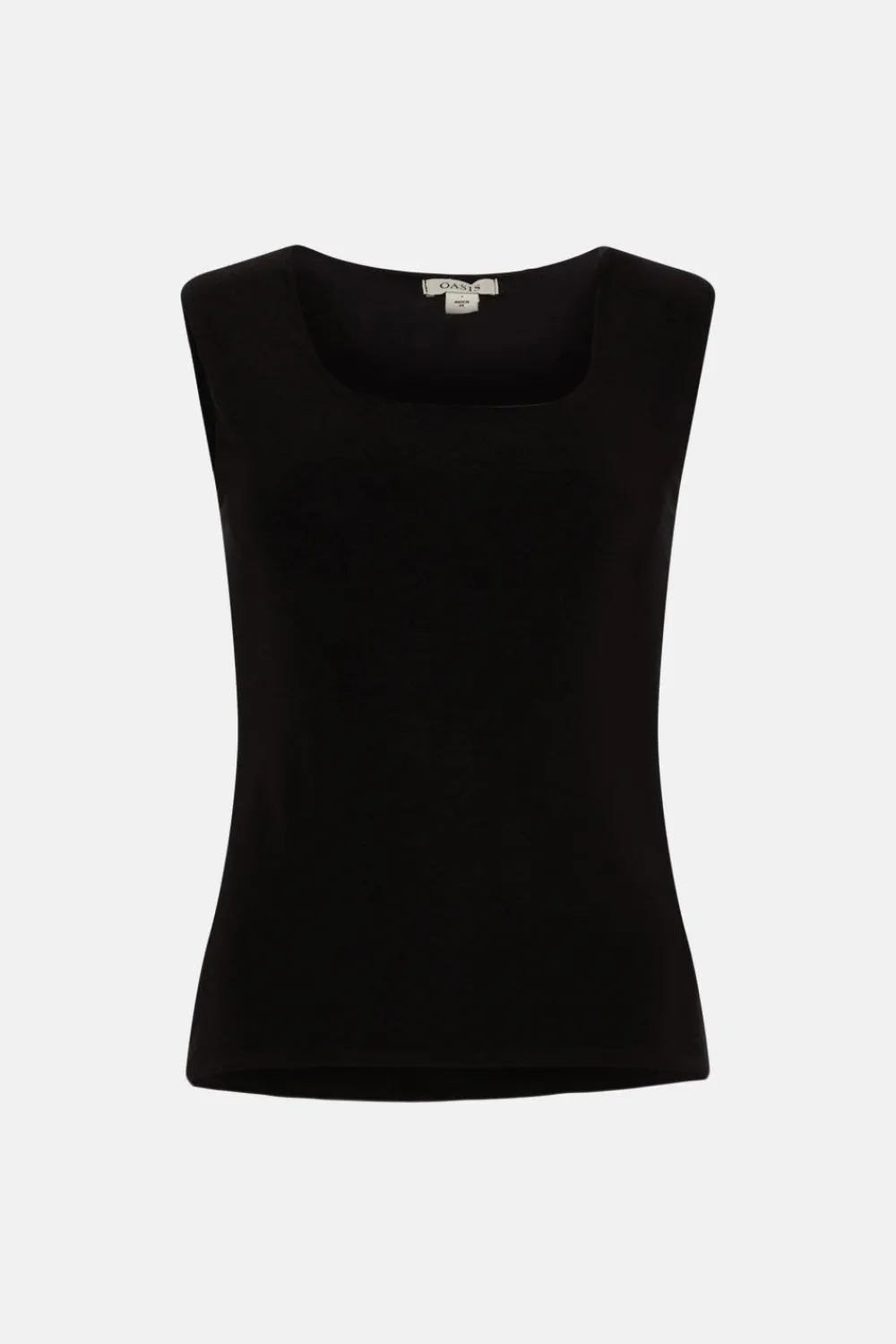 Hot Oasis Premium Slinky Double Layer Scoop Neck Vest Black