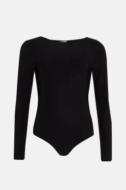 Sale Oasis Premium Slinky Double Layer Slash Neck Body Black