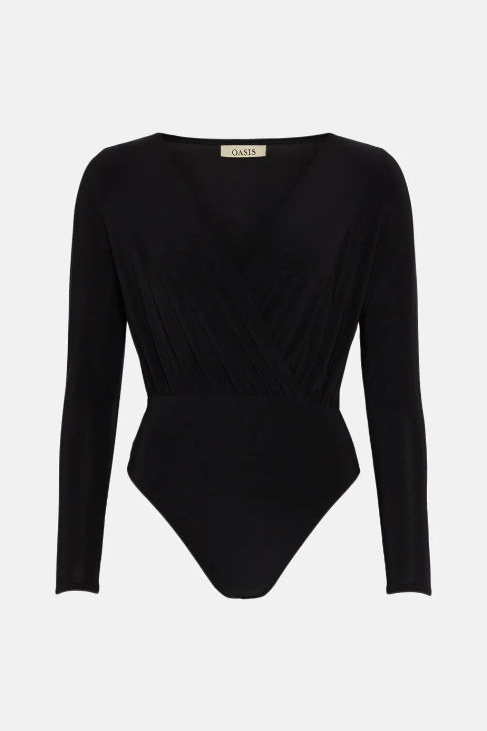Sale Oasis Premium Slinky Double Layer V Neck Bodysuit Black