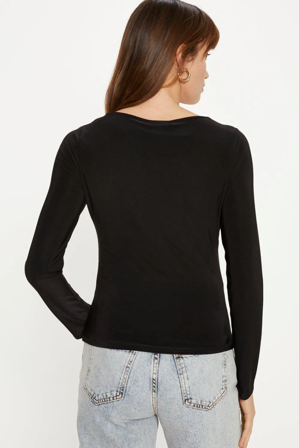 Clearance Oasis Premium Slinky Jersey Sweetheart Top Black