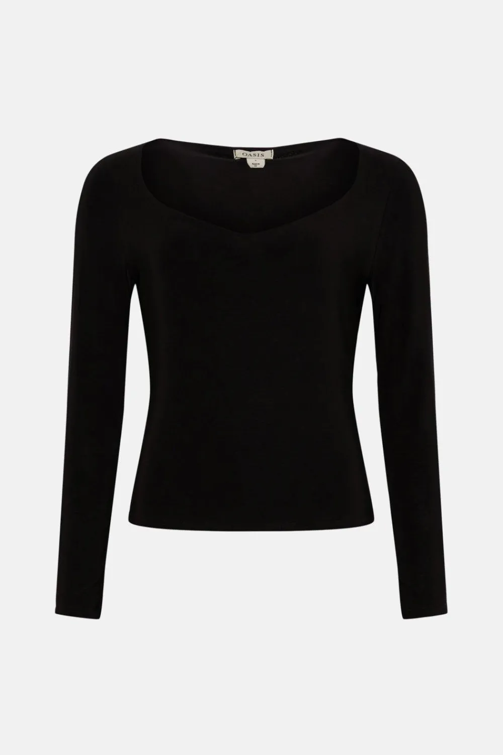 Clearance Oasis Premium Slinky Jersey Sweetheart Top Black