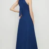 Online Oasis Premium Slinky Tie Neck Maxi Navy