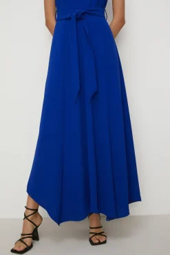 Discount Oasis Premium Soft Tailored Belted Midi Dress Cobalt