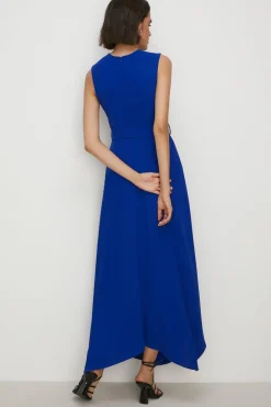 Discount Oasis Premium Soft Tailored Belted Midi Dress Cobalt