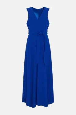 Discount Oasis Premium Soft Tailored Belted Midi Dress Cobalt