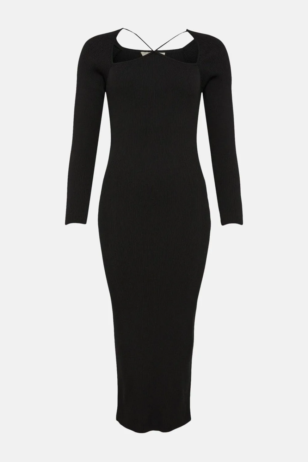 Fashion Oasis Premium Strappy Cut Out Knitted Midi Dress Oatmeal