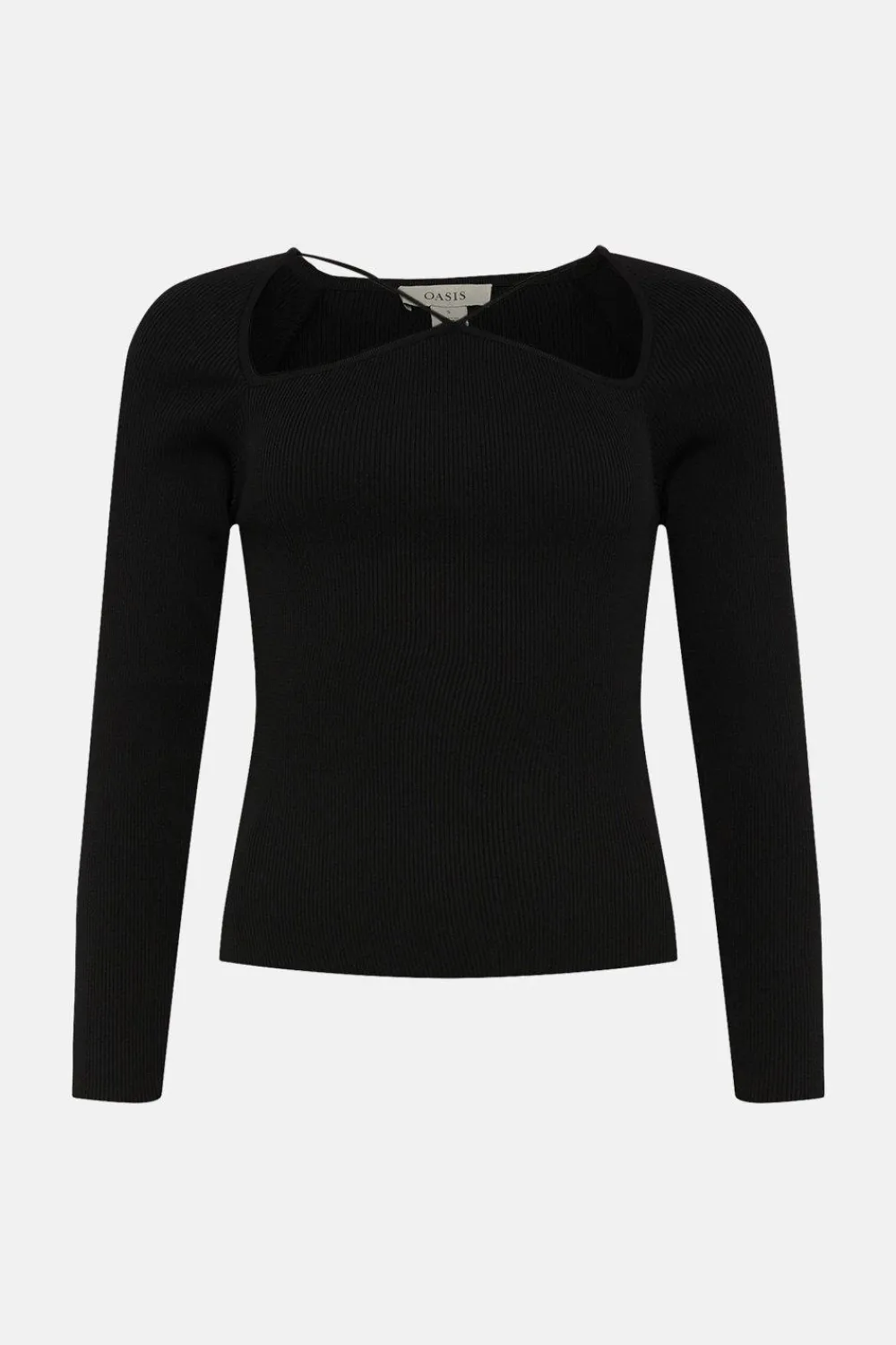New Oasis Premium Strappy Cut Out Rib Knit Top Oatmeal
