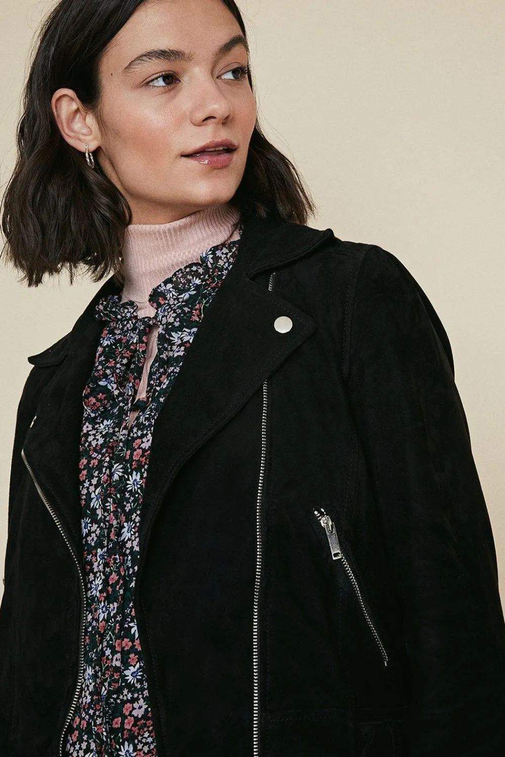 New Oasis Premium Suede Jacket Blush