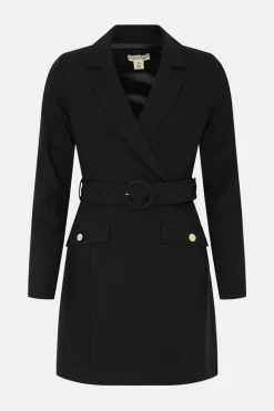 Sale Oasis Premium Tailored Stretch Wrap Blazer Dress Black