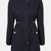 Fashion Oasis Premium Waist Detail Parka Dark Navy