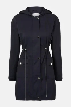 Fashion Oasis Premium Waist Detail Parka Dark Navy