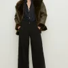 Fashion Oasis Premium Wide Leg Side Seam Detail Trouser Black
