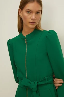 Sale Oasis Premium Zip Through Belted Shift Dress Navy