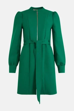 Sale Oasis Premium Zip Through Belted Shift Dress Navy
