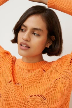Outlet Oasis Pretty Pointelle Puff Sleeve Jumper Orange