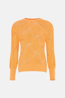 Outlet Oasis Pretty Pointelle Puff Sleeve Jumper Orange