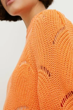 Outlet Oasis Pretty Pointelle Puff Sleeve Jumper Orange