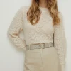 Discount Oasis Pretty Pointelle Volume Sleeve Jumper Ecru