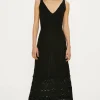 Outlet Oasis Pretty Stitch Knitted Midi Dress Ecru