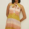 Clearance Oasis Printed Bow Dress Navy