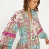 Best Oasis Printed Cotton Dobby Trim Detail Skater Dress Multi