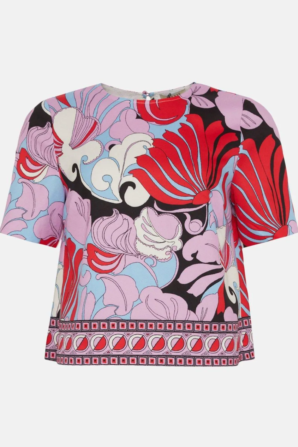 Sale Oasis Printed Crepe Boxy T-Shirt Multi
