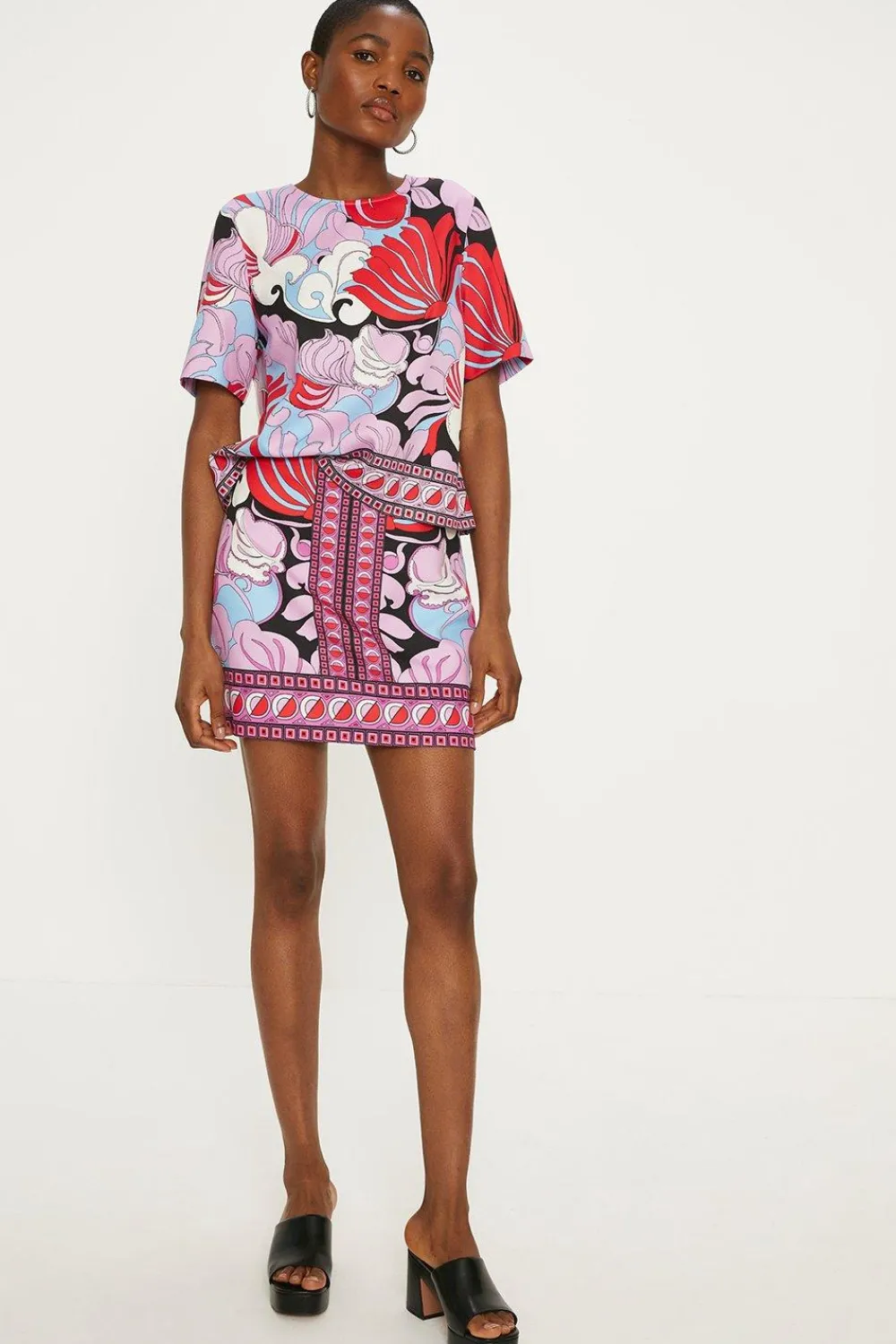 Fashion Oasis Printed Crepe Mini Skirt Multi
